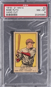 1919-21 W514 #2 Babe Ruth, Hand Cut – PSA NM-MT 8 "1 of 2!"